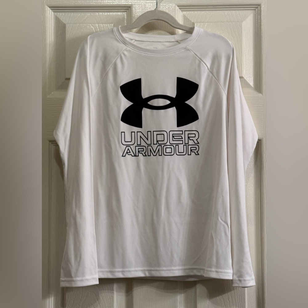 Under Armour Boys’ Tech Big Logo Long Sleeve, Size: YMD, Color: White